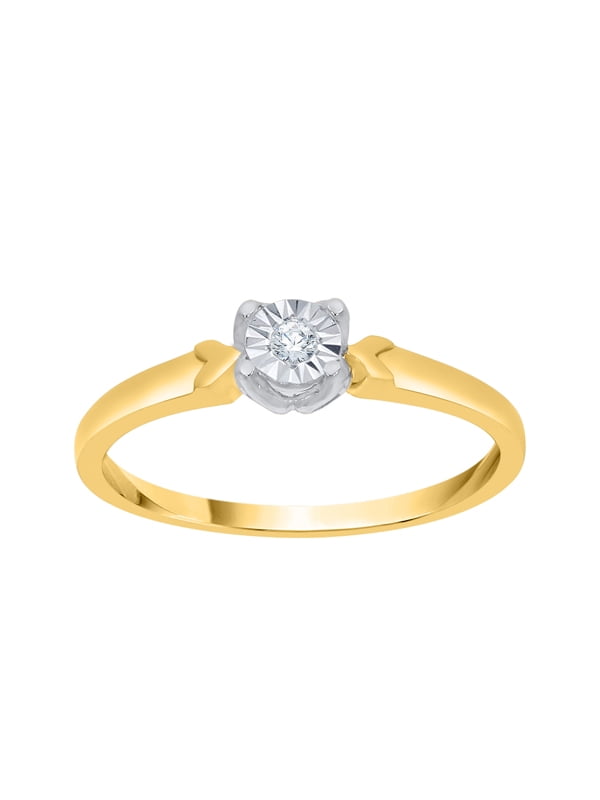 G-H,I2-I3 Size-10 1//20 cttw, 3 Diamond Promise Ring in 10K Yellow Gold