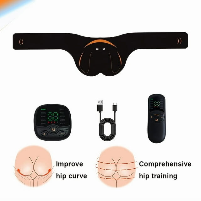 HLONK EMS Muscle Stimulator with Speed Control Booty Trainer Buttocks Trainer 8 Modes 20 Strengths 600 Squats Capacity Rechargeable Ergonomic Workout Device Shape for Tight Quick