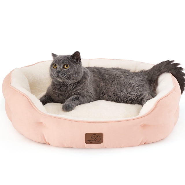 Cama para mascotas para perros y gatos pequeños, lavable, 25 cm, color melocotón