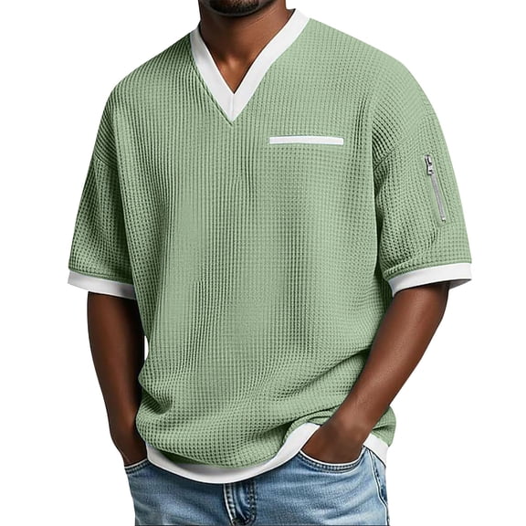 Mens Oversized T Shirt Casual Color Block Short Sleeve Loose Fit Baggy Tops Streetwear Cotton Tees