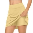 thumbnail image 2 of UAMVSH Tennis Skirts for Women Solid Color Athletic Skorts Sport Running Workout Skirt Built-In Shorts, 2 of 5