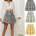 thumbnail image 2 of Femmes Floral Plissé Jupe Flooncing Jupe Haute Taille Haute Filles A-Line Mini Jupe, 2 of 7