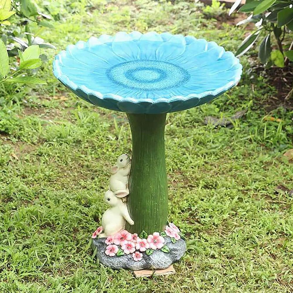 Resin Outdoor Garden Climbing Hedgehog Bird Bath Feeder Dish Sculpture Ornament 