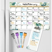 KYONANO Magnetic Dry Erase Calendar Set Magnetic Calendar for Fridge Calendar Whiteboard with Monthly Planner; Grocery List; 4 Colored, Fine-Tip Markers for Refrigerator Planners 14.1 x 9.8 in