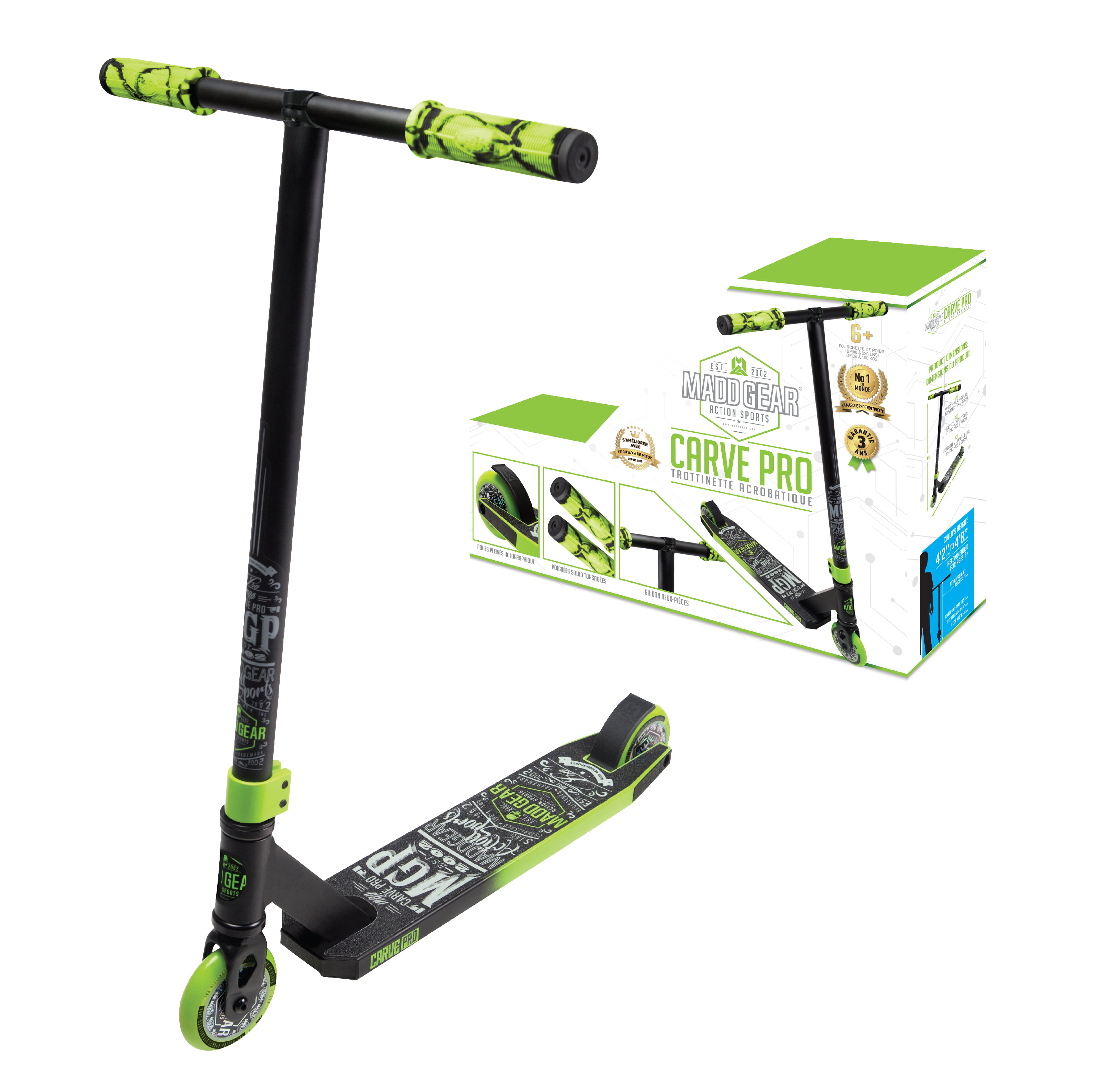 Black with Green Kids Scooter for 6 Years and UP Pro Scooter 2022 New and Foot Peg 