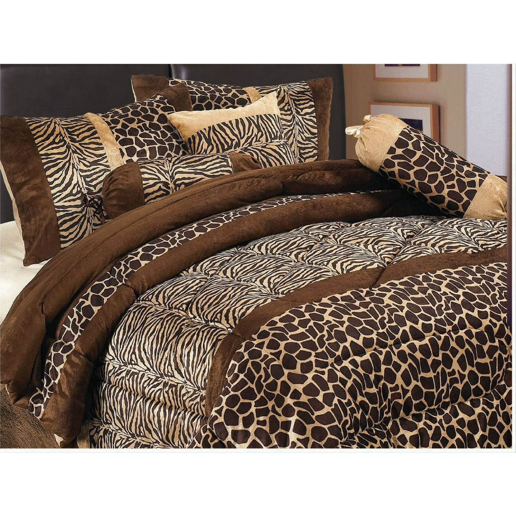 GrandLinen 7 Piece Brown Queen Size Safari Bed in A Bag Animal Print Zebra, Giraffe Comforter Set Microfur Bedding. Perfect for Any Bed Room or Guest Room | Walmart Canada GrandLinen 7 Piece Brown Queen Size Safari Bed in A Bag Animal Print Zebra, Giraffe Comforter Set Microfur Bedding. Perfect for Any Bed Room or Guest Room | Walmart Canada
