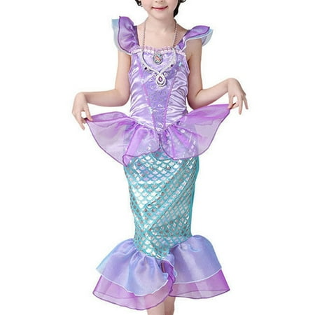 

Fullvigor Fancy Girls Kids Bling Mermaid Princess Pageant Party Long Tail Maxi Dress 3-10 Y