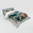 thumbnail image 2 of Ambesonne Nautical Bedding Set 4 Pcs, Sailboat in Rose Wreath, Calking, Teal Salmon and Slate Blue, 2 of 2