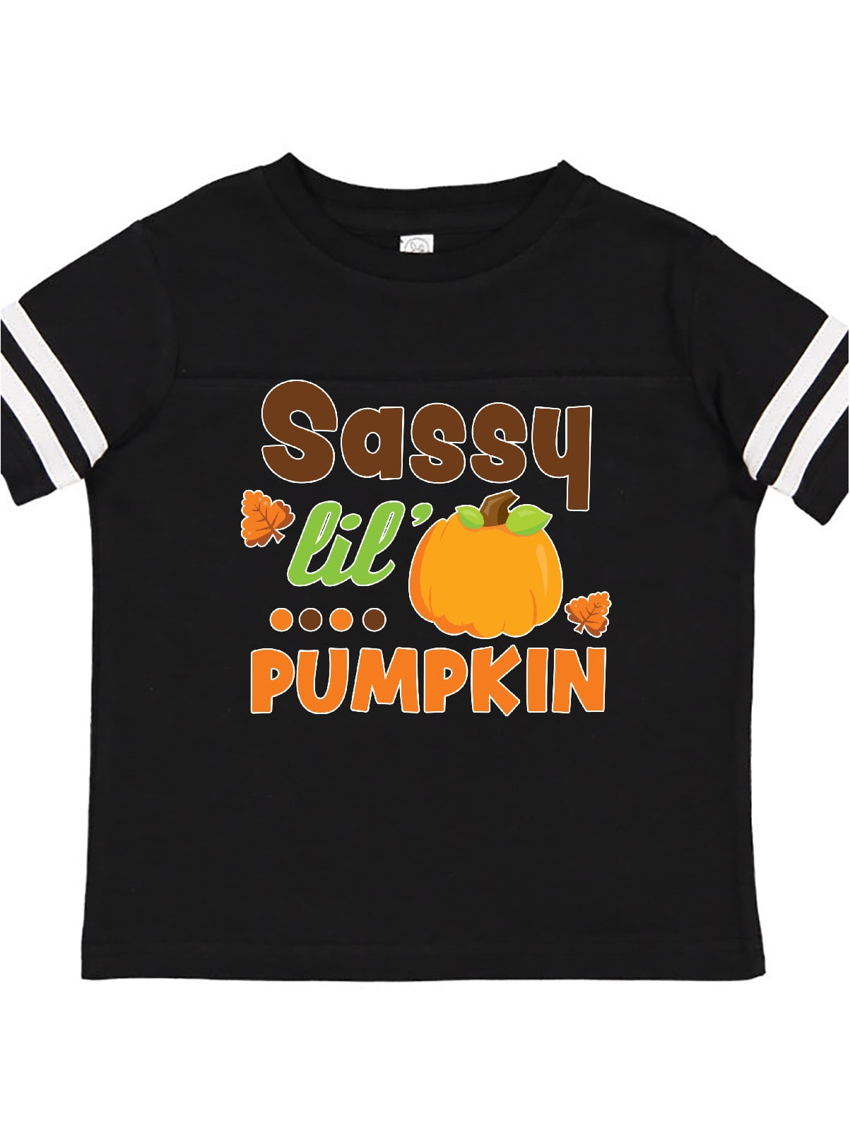 inktastic Thanksgiving Sassy Lil Pumpkin with Fall Leaves Toddler T-Shirt