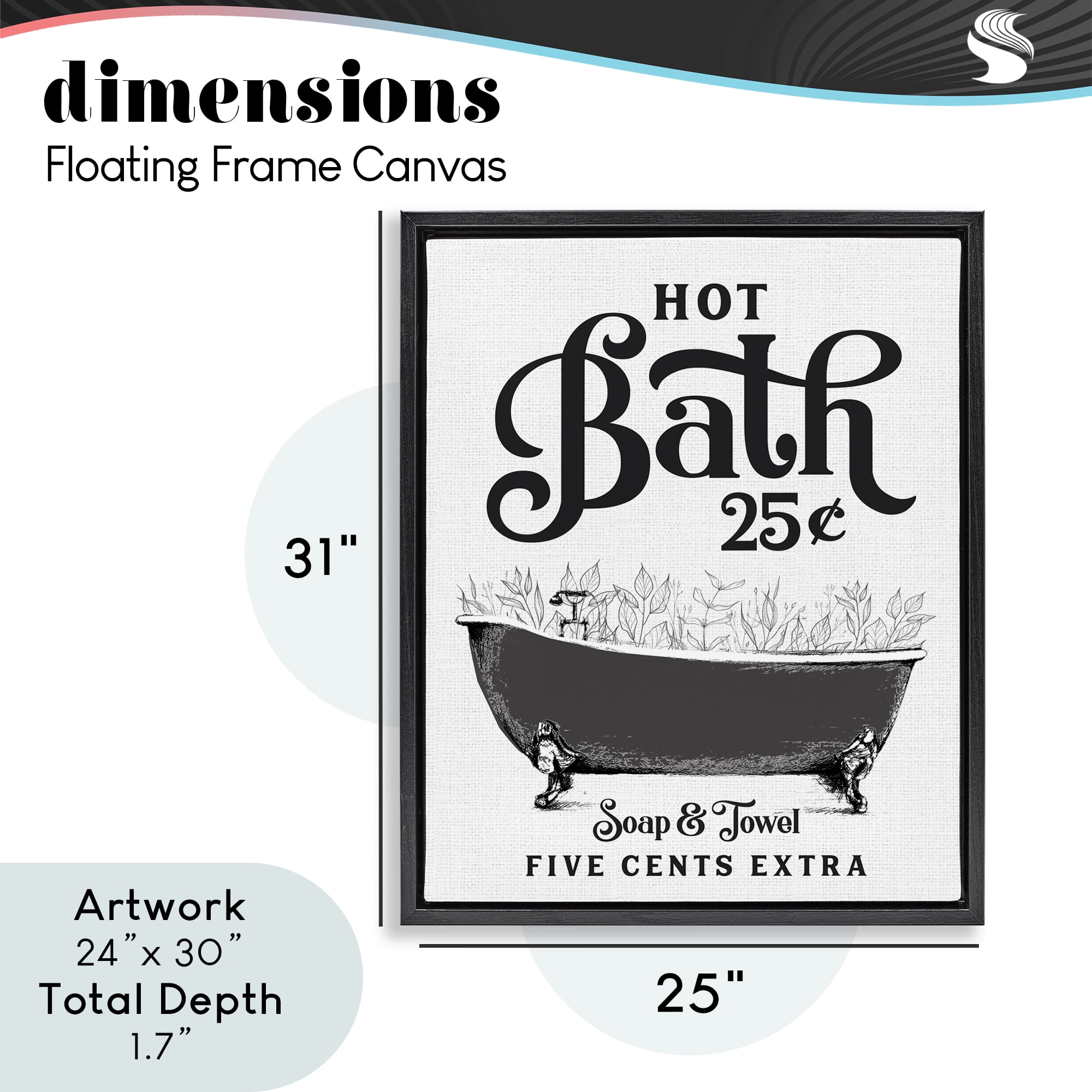 Hot Bath with Bubbles Black Framed Floater Canvas Wall Art, design by Lettered and Lined