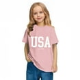 thumbnail image 6 of BRGZLK Kids 4Th Of July Cotton Shirts Boys Girls Independence Day Letter Printed Top Soft Cozy Round Neck Short Sleeve T-Shirt Pink 9-10 Years, 6 of 6