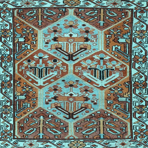 Ahgly Company Indoor Square Persian Light Blue Traditional Area Rugs, 6' Square