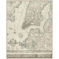 thumbnail image 2 of New York Common Council 20x24 Black Ornate Wood Framed with Double Matting Museum Art Print Titled - Plan of the City of New York, copied from the Ratzer Map - Decorative Blue Shading, 2 of 4