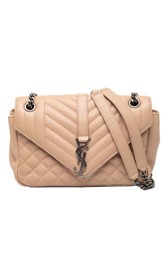 Pre-Owned Saint Laurent Small Satchel Chain Shoulder Bag 428125 Beige Leather Women's... (Good)