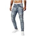 thumbnail image 2 of Stamzod Mens Ripped Jeans Casual Straight Fit Denim Pants with Pocket Fashion Streetwear Stretch Skinny Jeans Light Blue-5 M, 2 of 7