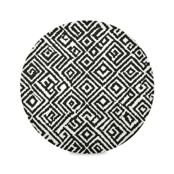 Round Placemat Heat Resistant & Wrinkle-Free Dining Table Decor Placemat For Home & Weddings Black&white Llines Pattern