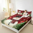 thumbnail image 4 of jejeloiu Cute Xmas Snowmen Bed Sheets,Merry Christmas Tree King Sheets,Red White Green Sheet Set For Boy Kids,Microfiber Bedroom Decor,4pcs, 4 of 7