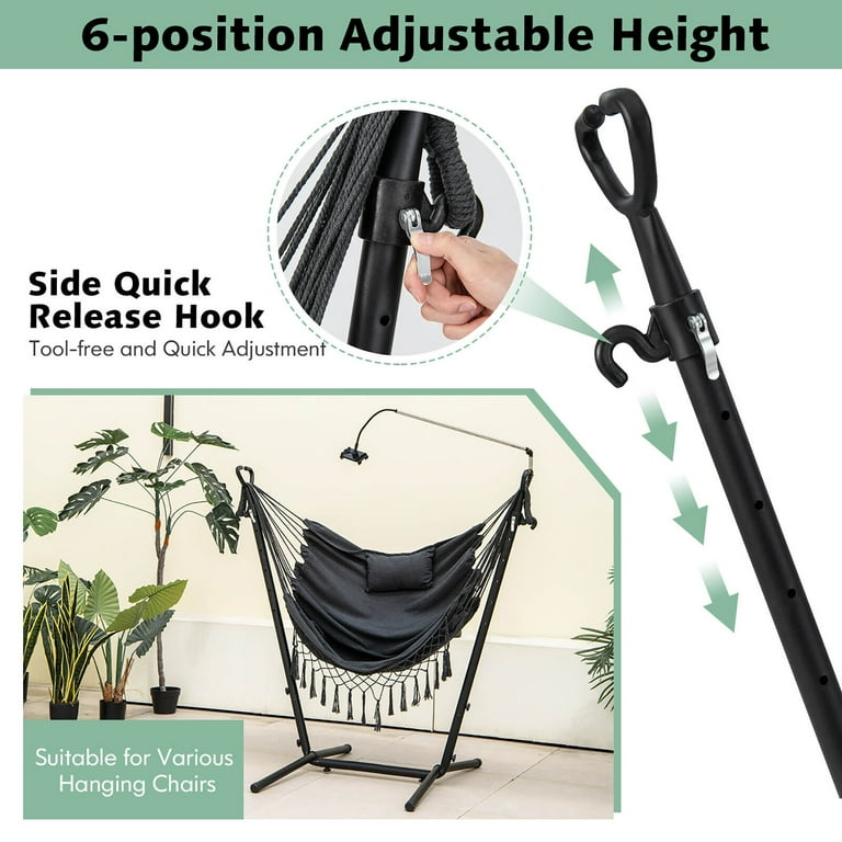 Gymax Boho Hammock Chair with Stand, Hanging Frame, Rope Gymax Boho Hammock Chair with Stand, Hanging Frame, Rope