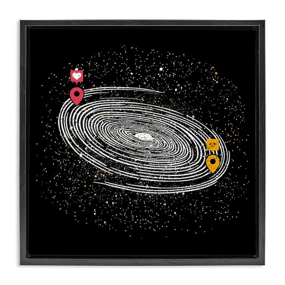 Stupell Industries Eclectic Love Long Distance Black Floating Frame Canvas Art, 18 x 18, by Tobe Fonseca