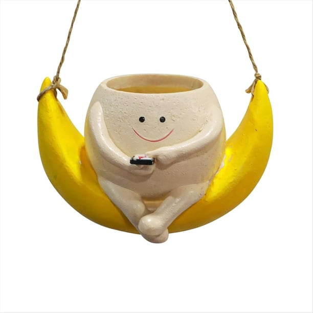 Maceta con Cara Oscilante, Maceta Colgante con Cara Sonriente, Maceta de Resina para Cadena de Perlas, Plantas Vivas de Interior y Exterior