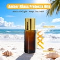 thumbnail image 2 of 2 Pack 50ml Rose Quartz Crystal Roller Bottles, Amber Glass Leak‑Proof Travel Perfume Essential Oil Containers with Gold Caps, 2 of 8