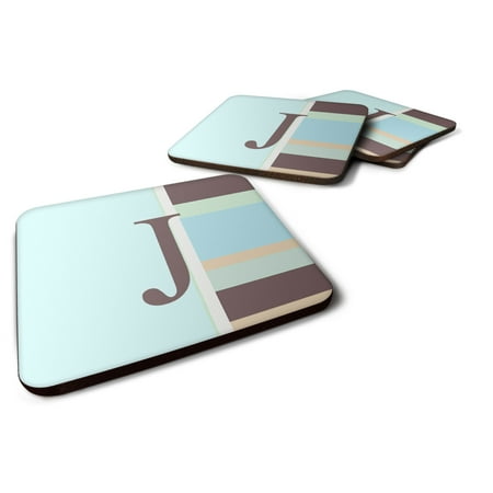 

Carolines Treasures CJ1003-JFC Letter J Initial Monogram - Blue Stripes Foam Coaster Set of 4 3 1/2 x 3 1/2 multicolor