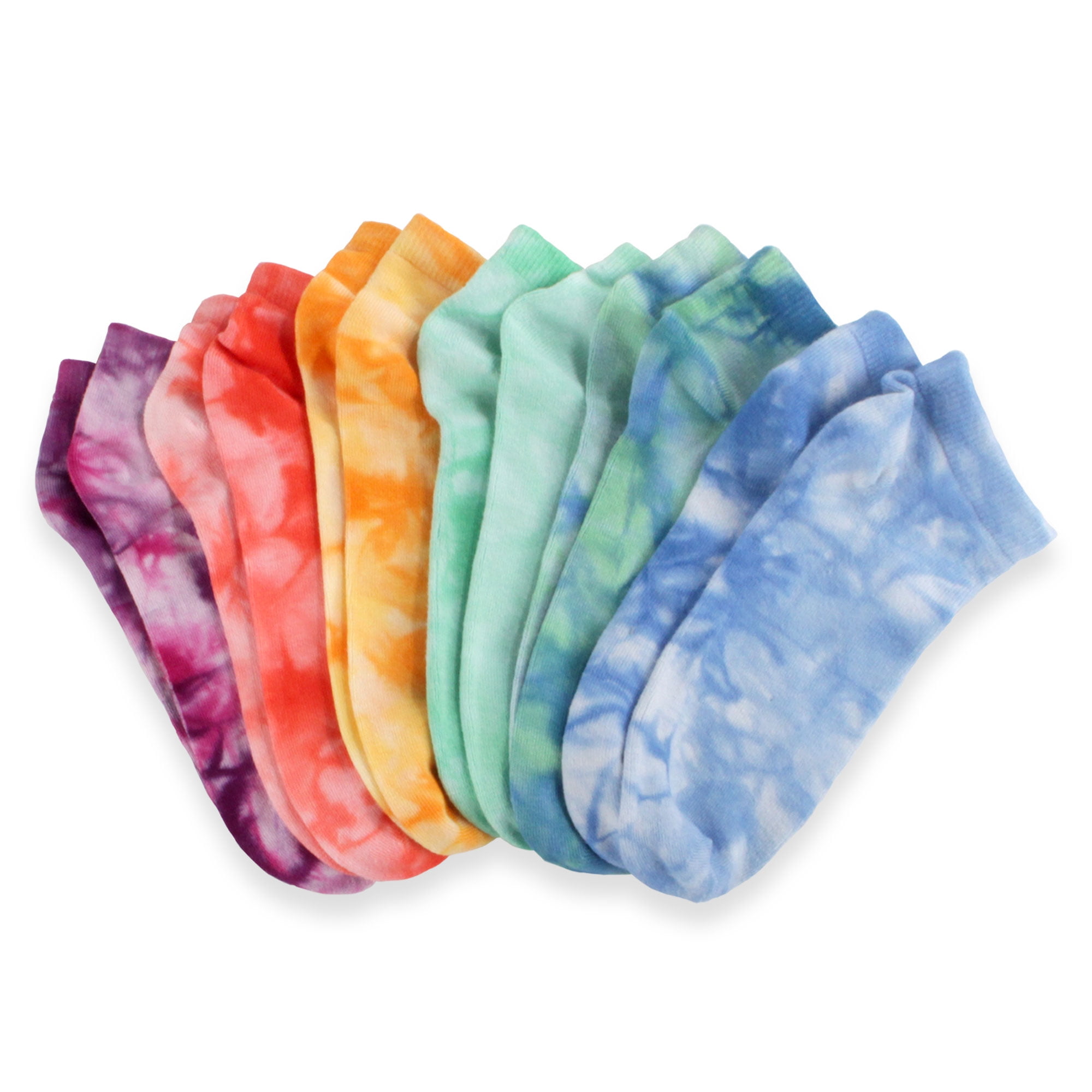 BambooMN Women's Rayon from Bamboo Tie Dye Ankle Socks - Assortment H - Extra Large - 4 Pairs