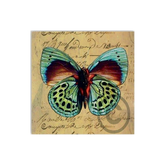 Butterfly Vivid Green Script 12 x 12 Wood Wall Sign Plaque