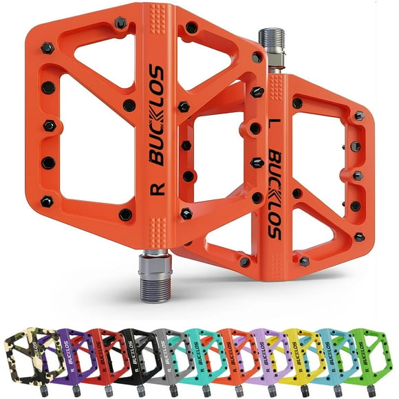 Pedales de bicicleta BUCKLOS MTB Nylon 9/16 12x4 cm Naranja
