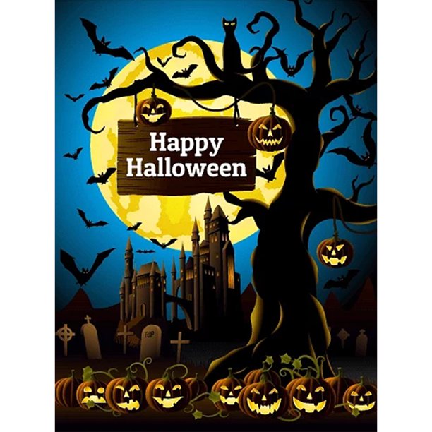Pintura de diamantes 1 (DB3244) 5D DIY Imagen de diamantes de imitación cuadrados de Halloween 45x60cm FLhrweasw Nuevo