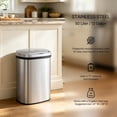 thumbnail image 4 of Innovaze 13 Gallon/ 50 Liter  Motion Sensor Trash Can, Stainless Steel Oval Kitchen Garbage Can, Silver, 4 of 8