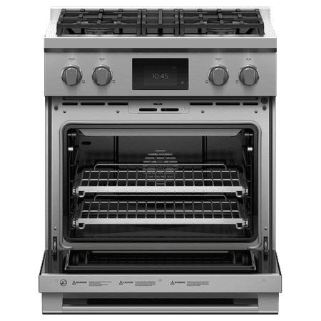 Fisher & Paykel - Professional 4 Cu. Ft. Freestanding Dual Fuel True Convection Range with Self-Cleaning - Stainless steel/black glass