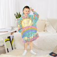 thumbnail image 6 of FORMRS Wearable Blanket Hoodie with Sleeves for Kids Cozy Flannel Sweatshirt, Retro Blue Rainbow, 6 of 7