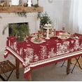 thumbnail image 2 of Rectangle Christmas Tablecloth 60x84In,Christmas Tree Elk Santa Snowflake Red Christmas Tablecloth,Polyester Waterproof Wrinkle Resistant Durable Table cloth for Holiday,Kitchen,Winter and Home Decor, 2 of 6