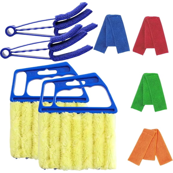 Professional 7-Finger Microfiber Venetian Blind Cleaner Kit (4-Pck) – Dusting Brush for Window Shutters  Air Conditioner Vents Fans Car Vents Dust Dirt Cleaning (with 4 Cloth Cover)