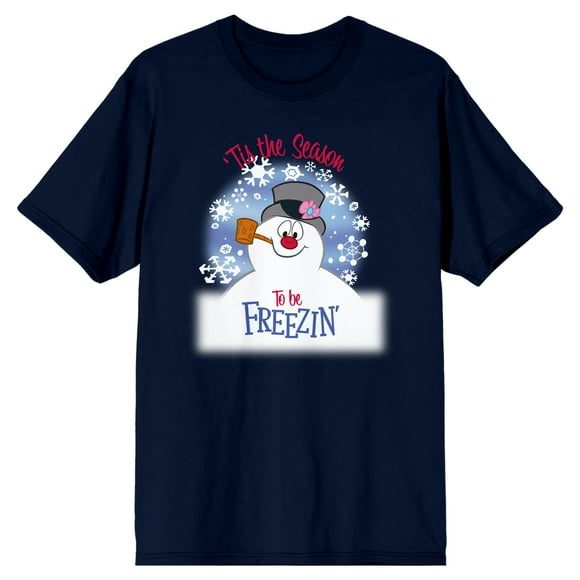 Frosty The Snowman Falling Snow Men's Navy T-shirt-3XL