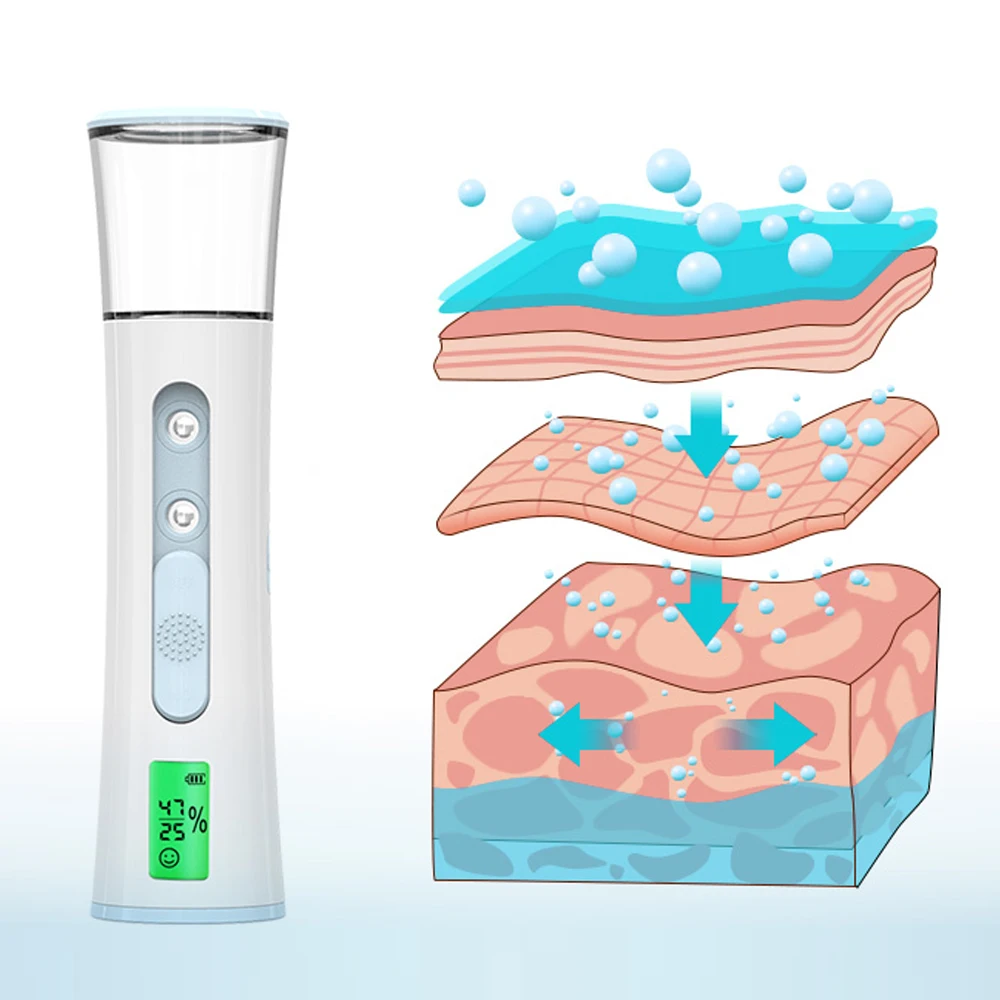 Ultrasonic Nano Mist Sprayer with Dual Spray Heads and LED Display - Portable Facial Steamer and Hydrating Humidifier for Skin Moisturization and Care