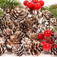 thumbnail image 6 of Happon 18 Pieces Pine Cones for Christmas Tree Christmas Pine Cones Ornaments Pine Cones Decorations Frosted Mini Pine Cones Xmas Pinecones with String Pendant Crafts for Farmhouse Winter Party, 6 of 6