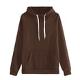 thumbnail image 1 of ManxiVoo Chandail en Molleton Mode Femme Grande Taille Automne Hiver Coupe Décontractée Col Rond TTG Café, 1 of 3