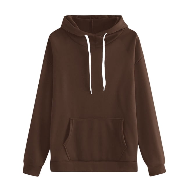ManxiVoo Chandail en Molleton Mode Femme Grande Taille Automne Hiver Coupe Décontractée Col Rond TTG Café
