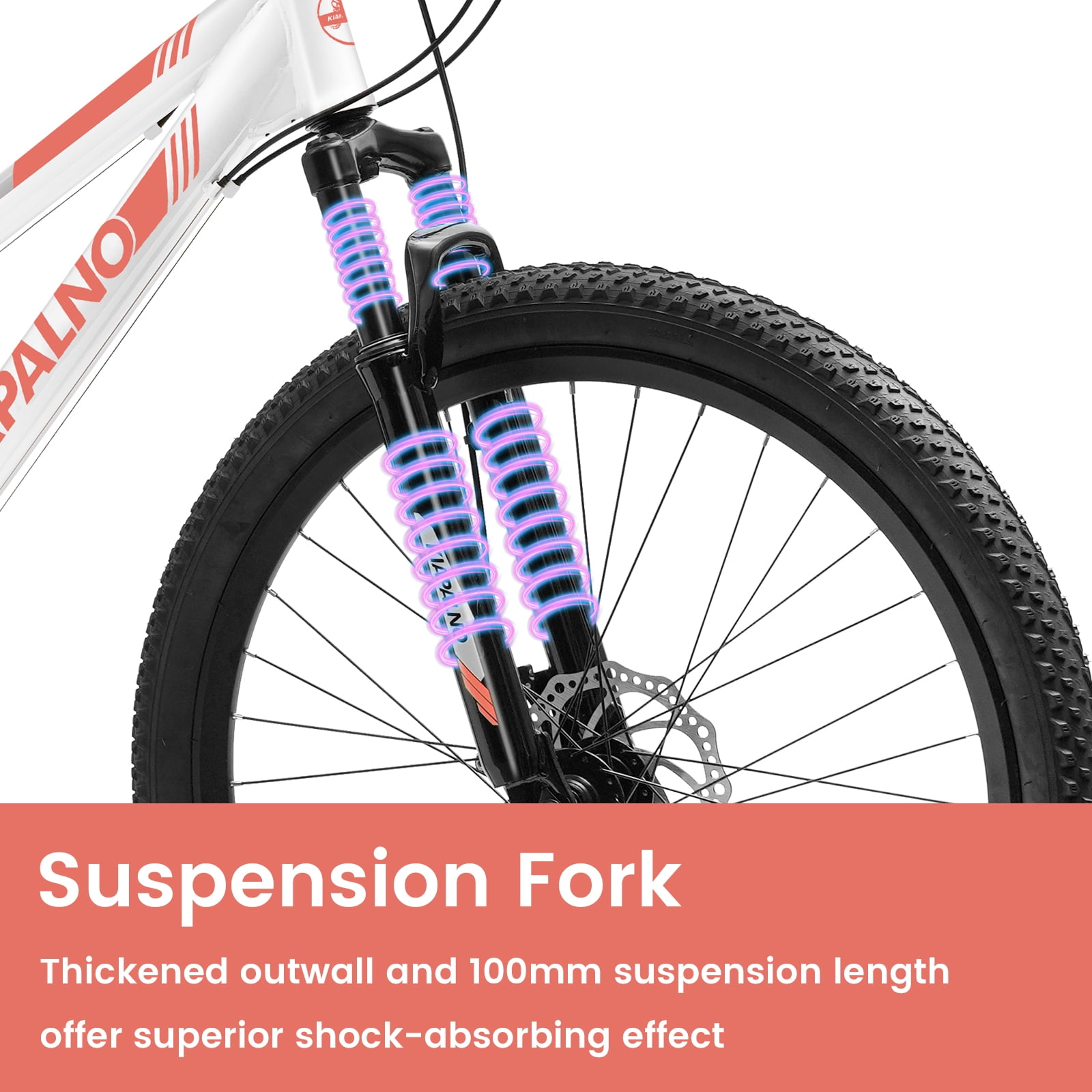 24 inch Women Mountain Bike, 21 Speeds Mountain Bicycle with Steel Frame, Dual Disc Brakes and 100mm Front Suspension, MTB Bike for Urban Trail Snow Commuter, White