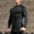 thumbnail image 4 of Men's Long Sleeve Compression Shirts, Mock Neck Athletic Workout T Shirt, Rash Guard Base Layer Undershirt Tops Light Blue L, 4 of 8