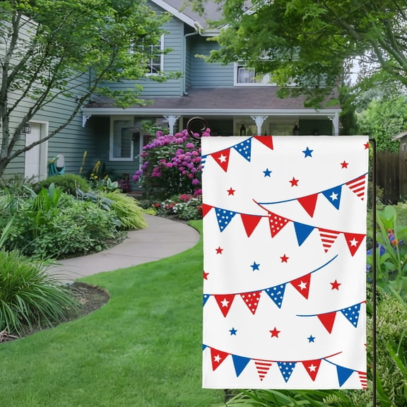 RKSupls Spring Summer Garden Flag Double Sided, Patriotic Bunting Garland Linen Welcome Yard House Outside Outdoor Decoration,12*18 inch
