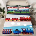 thumbnail image 2 of Manfei Cartoon Train 4 Pieces Queen Sheet Sets for Teens Adults,Transportation Theme Ultra Soft Flat Sheet,Railway Railroad Queen Fitted Sheet,Super Cozy Room Decor, 2 of 7