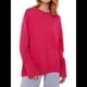 thumbnail image 2 of Suéter de Punto de Larga para Mujer, Jersey de Cuello Redondo, Suéter Informal Holgado. Rosa Roja Talla Única, 2 of 7
