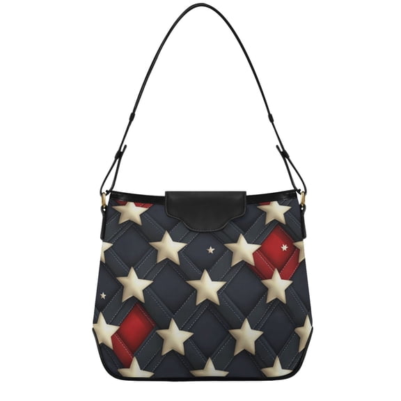 3d Red Blue Plaids Stars Women's Tote Bag Convertible Handbags Hobo Shoulder Bag with Zipper Magnetic Snap