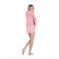 thumbnail image 3 of Pink Plush Hoodie Jacket with Shorts & Matching Pants Womens Loungewear Pajamas, 3 of 4