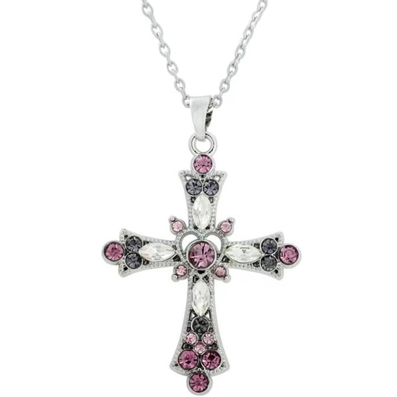 MasteelfCA Rhinestone Cross Necklace Cross Pendant Clavicle Necklace Women Bohemian Jewelry