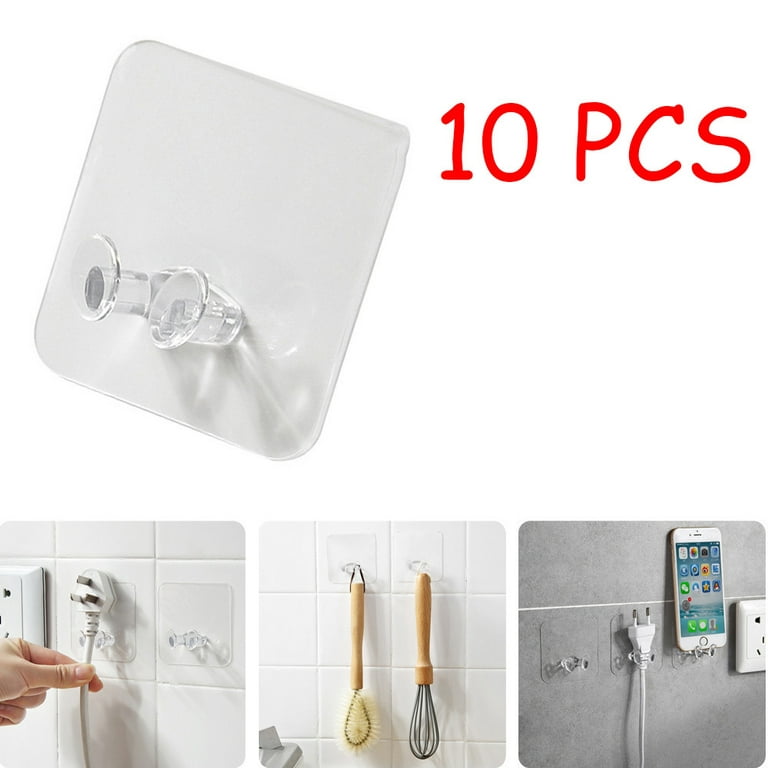 JDEFEG Temporary Wall Hooks Clear Wall Socket Home Storage Adhesive Hook  Plug Power 10Pc Office Wall Hanger Holder Housekeeping & Organizers Large  Hooks for Chairs White One Size 