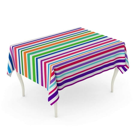 KDAGR Colorful Striped Abstract Variable Width Stripes Rainbow Color Line Tablecloth Table Desk Cover Home Party Decor 60x120 inch